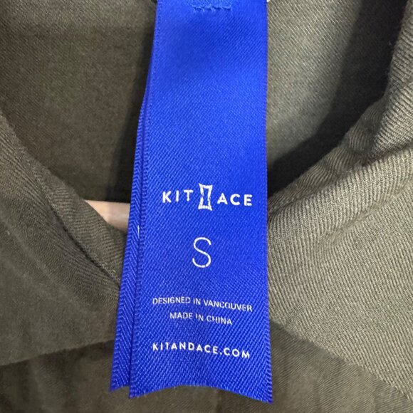 KIT + ACE army green button down wool silk blend shirt size S - Picture 2 of 7